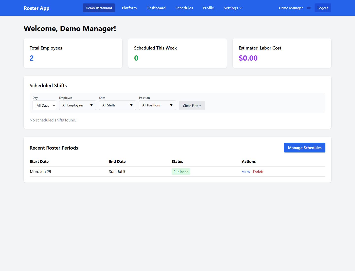 Roster App authenticated product screenshot with private details masked